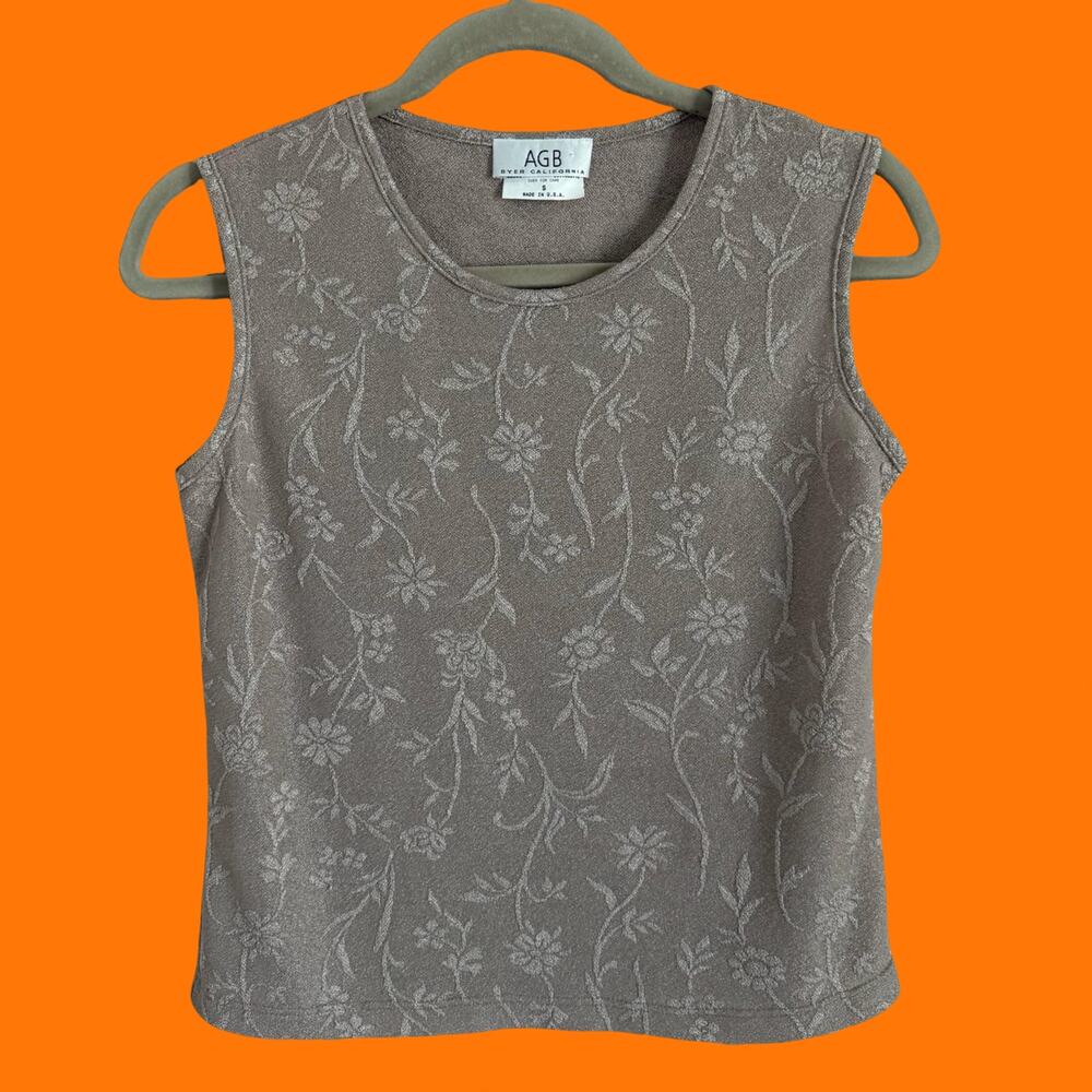 90's vintage grunge floral minimalist tank top SMALL AGB byer california